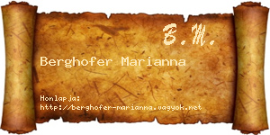 Berghofer Marianna névjegykártya